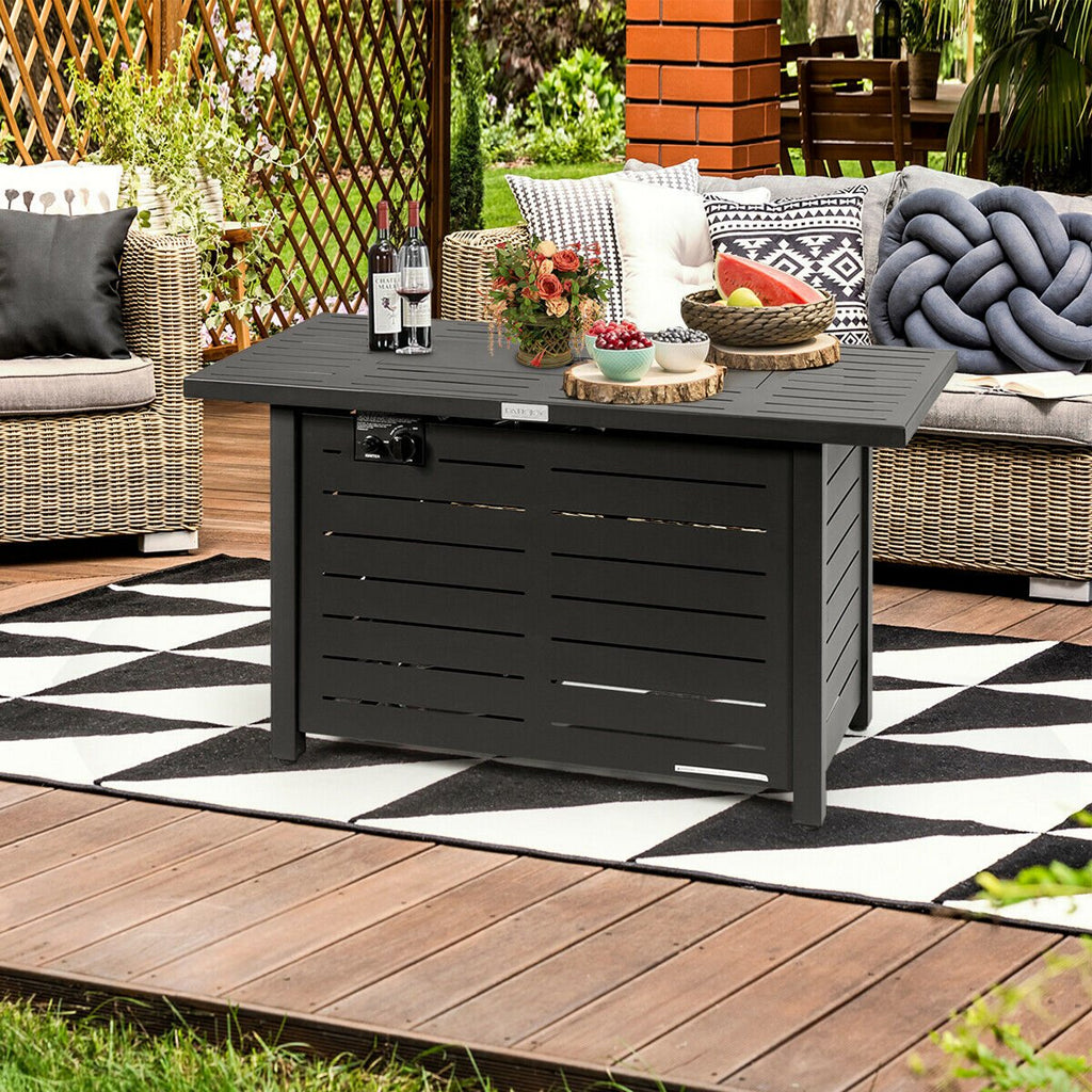 42'' Rectangular Propane Gas Fire Pit 60,000 Btu Heater Outdoor Table W/ Cover