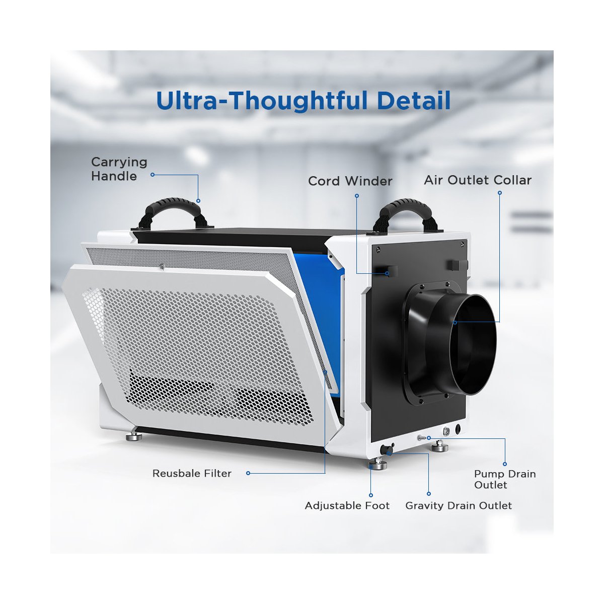 235 Pints Commercial Dehumidifier with Pump for Crawl Space, Basement, Industry Water Damage