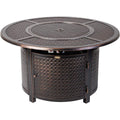 62695 Verona Woven Aluminum Convertible Gas Fire Pit Table 55,000 BTU Multi-Functional Outdoor With Fire Bowl Lid, Nylon Weather Cover