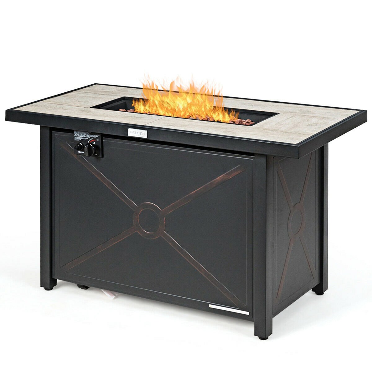 60,000 BTU 42'' Rectangular Propane Gas Fire Pit Heater Outdoor Table W/ Cover