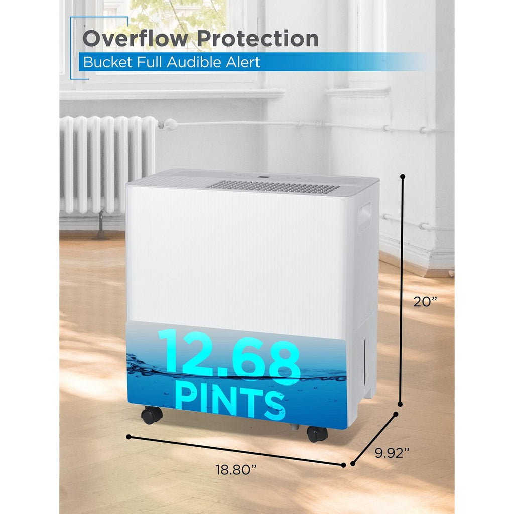 50-Pint Portable Dehumidifier with Built-in Pump, For up to 4500 Sq. Ft., 12.68-Pint Bucket, Energy Star Certified, BDM50PWCDA, White