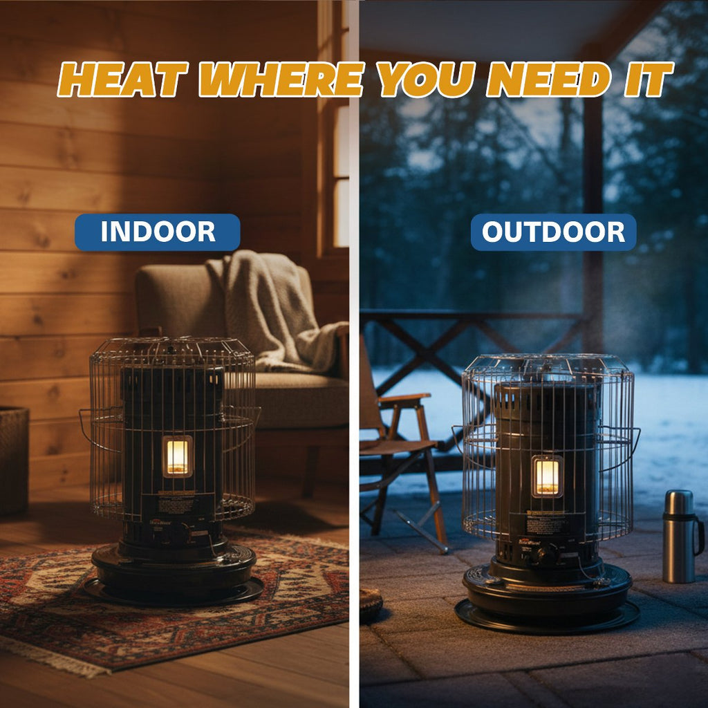 CV 23K KeroHeat Efficient Indoor Outdoor Portable Travel Convection Kerosene Space Heater with Automatic Safety Shut Off, 23,500 BTU, White