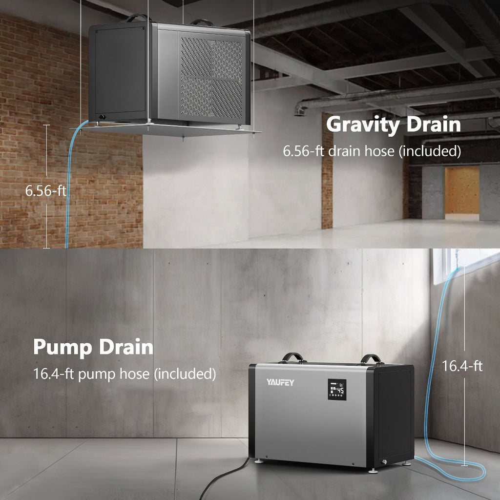 Commercial Crawlspace Dehumidifier with Built-in Pump, 216 Pints Heavy Duty Dehumidifier for Basements, Auto Defrost, Continuous Drainage Hose