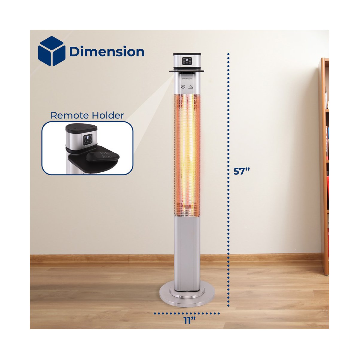 1500W Electric Floor Standing Patio Heater with Remote Control Three Heat Settings (SLOHT42)