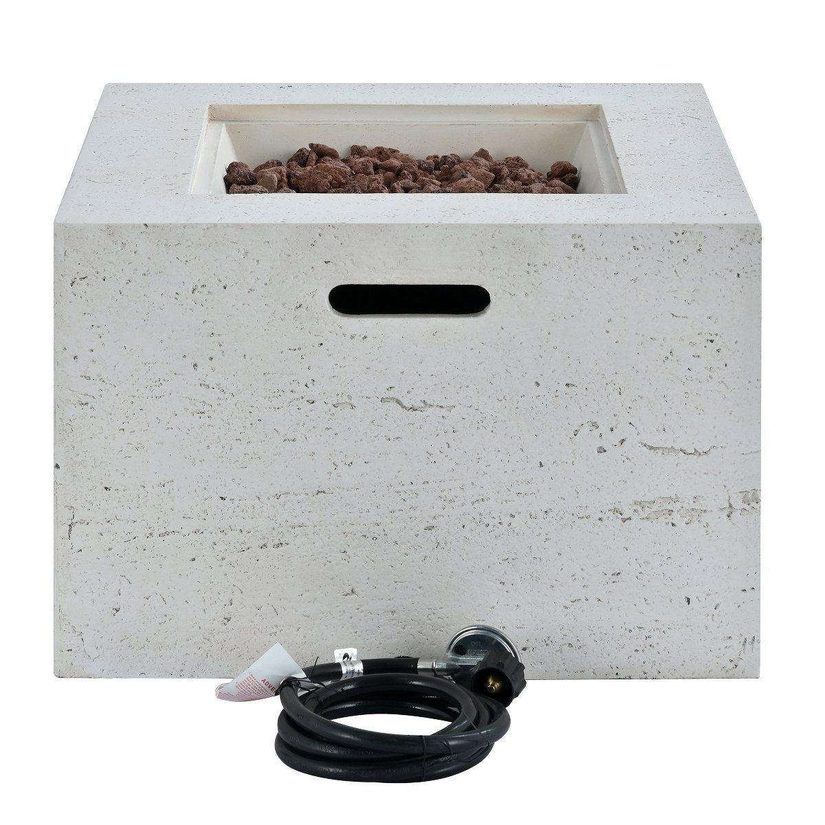Square Propane Fire Pit Table, 40,000 BTU Outdoor MGO Fireplace with Lava Rocks & Rain Cover