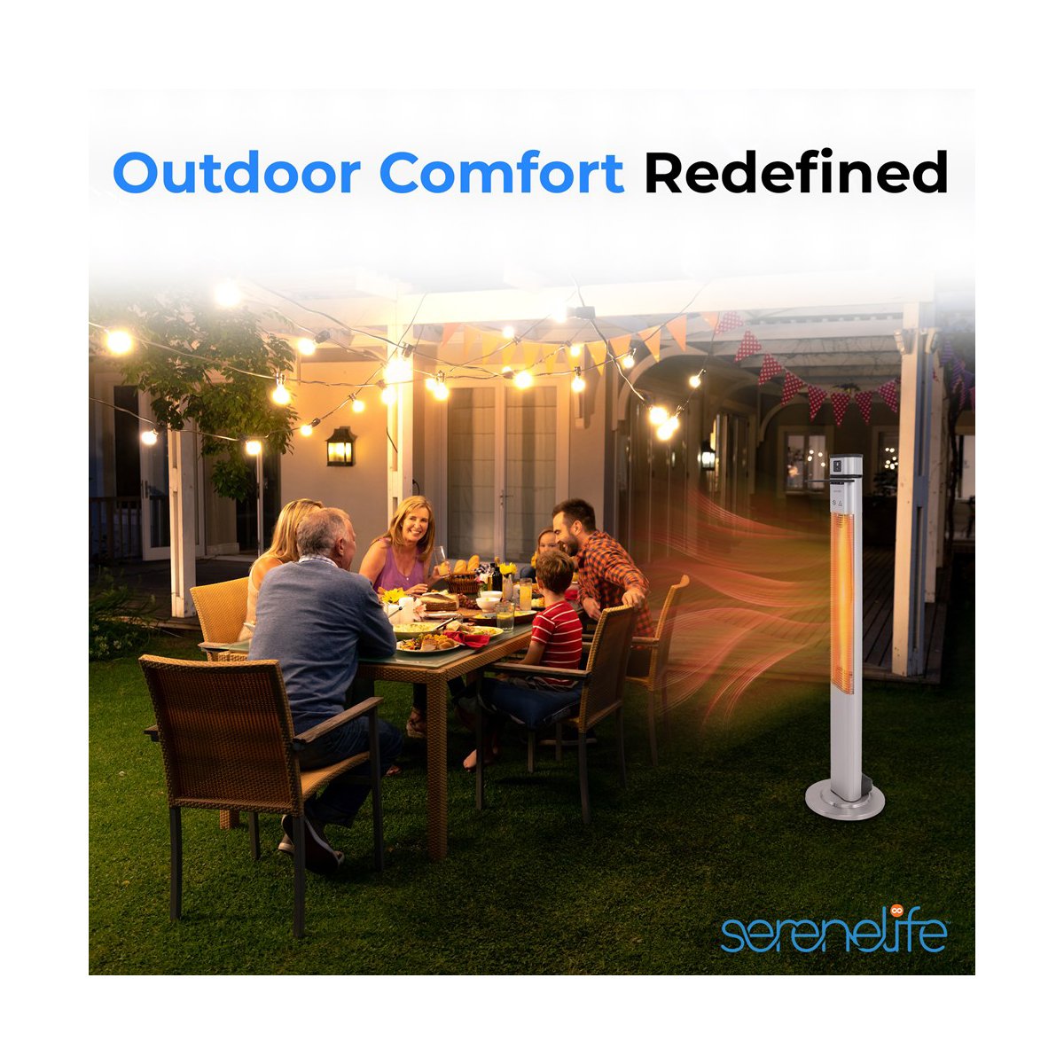 1500W Electric Floor Standing Patio Heater with Remote Control Three Heat Settings (SLOHT42)