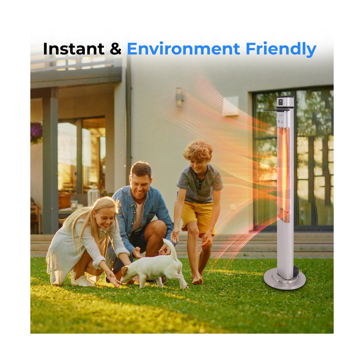 1500W Electric Floor Standing Patio Heater with Remote Control Three Heat Settings (SLOHT42)