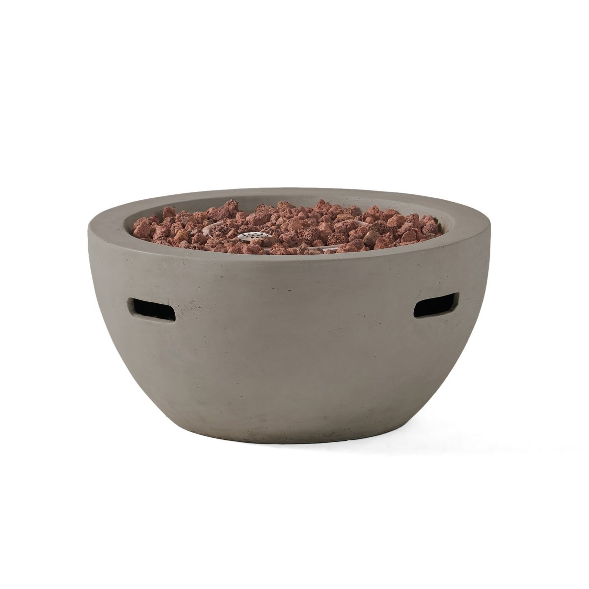 27 Bowl Propane Fire Pit, 40,000 BTU Round Lightweight MGO Concrete Outdoor Fireplace, Light Grey