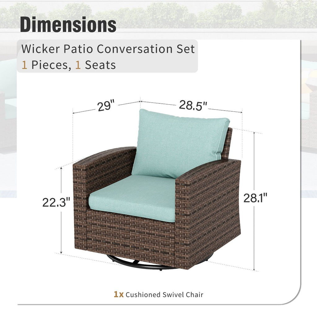 6pc Outdoor Patio Wicker Rattan Fire Pit Set with Cushioned Ottomans and Armchairs