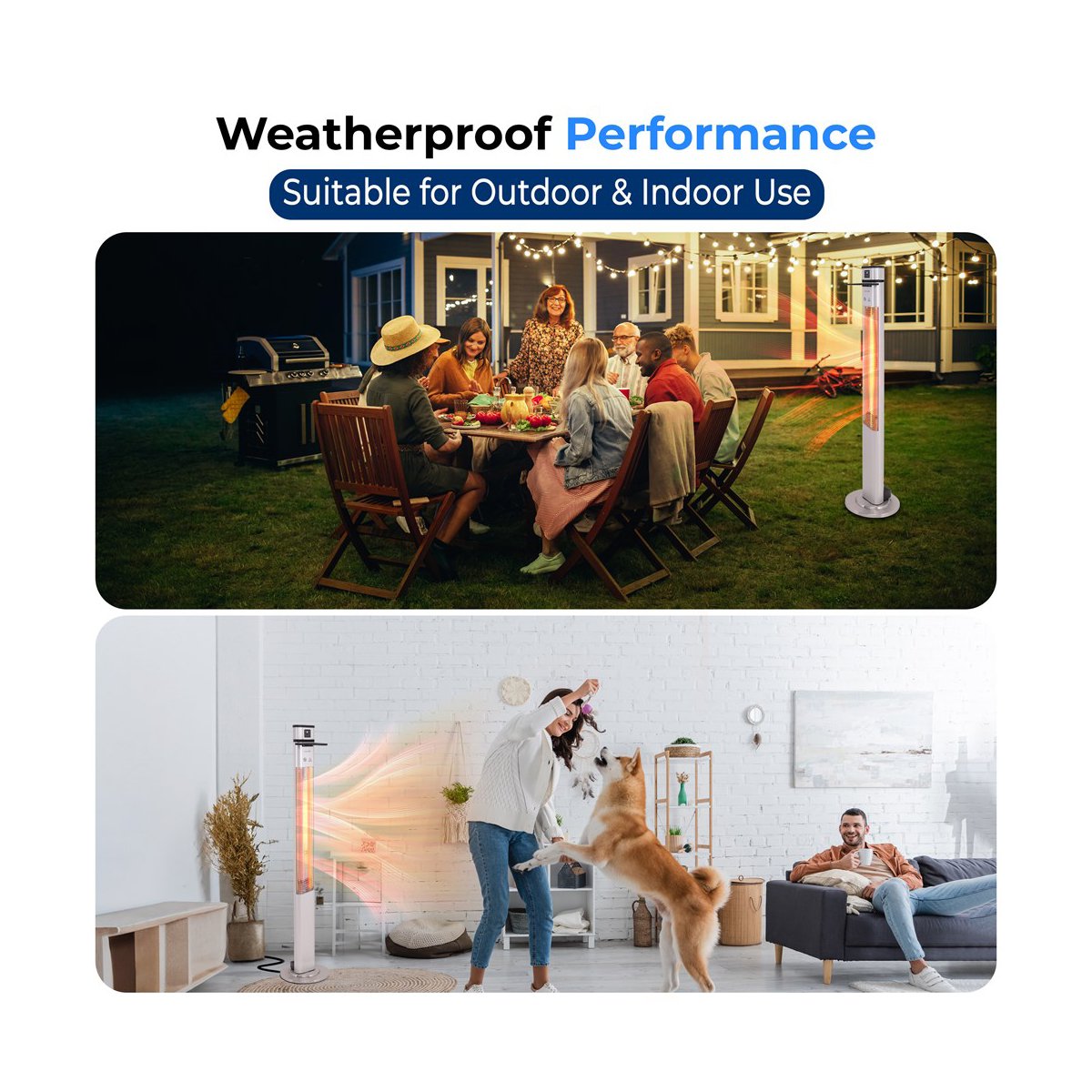 1500W Electric Floor Standing Patio Heater with Remote Control Three Heat Settings (SLOHT42)