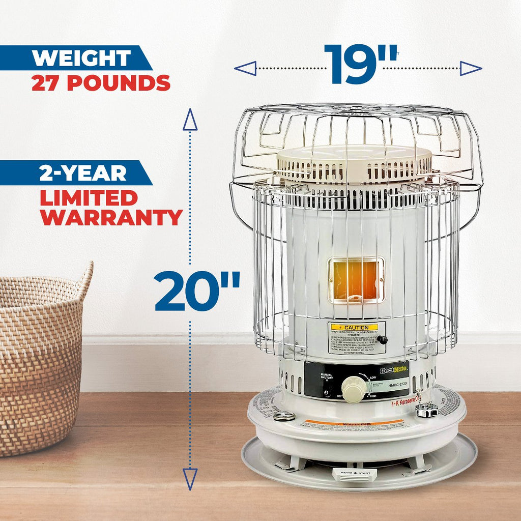 CV 23K KeroHeat Efficient Indoor Outdoor Portable Travel Convection Kerosene Space Heater with Automatic Safety Shut Off, 23,500 BTU, White