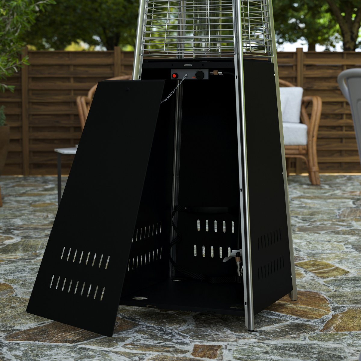 Stainless Steel Pyramid Shape Portable Outdoor Patio Heater 7.5 Feet Tall