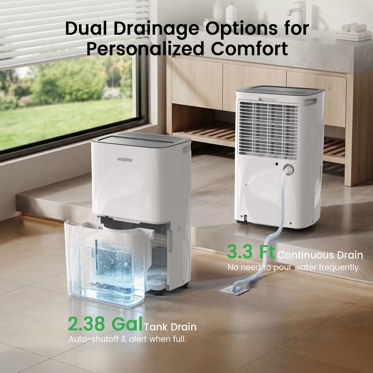 150-pint Energy Star Dehumidifier with Auto-Swing Louvers, Smart Humidity Control, and Full Tank Protection