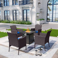 5pc Patio Set with Wicker Chairs & 28 Propane Gas Fire Pit Table