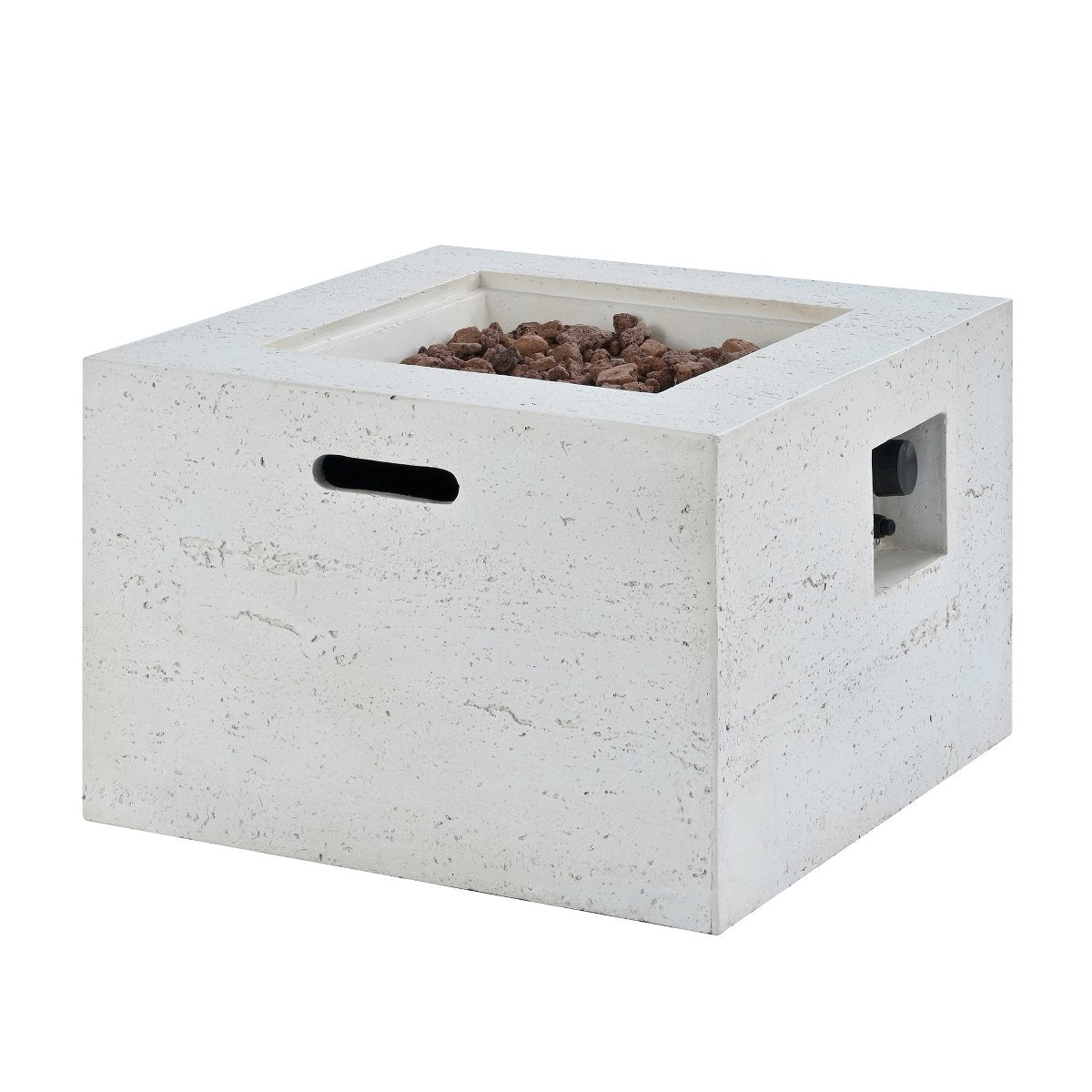 Square Propane Fire Pit Table, 40,000 BTU Outdoor MGO Fireplace with Lava Rocks & Rain Cover