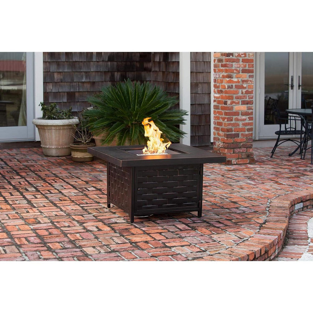 62572 Armstrong Aluminum Convertible Gas Fire Pit Table 55,000 BTU Outdoor Multi-Functional with Fire Bowl Lid, Nylon Cover, Square