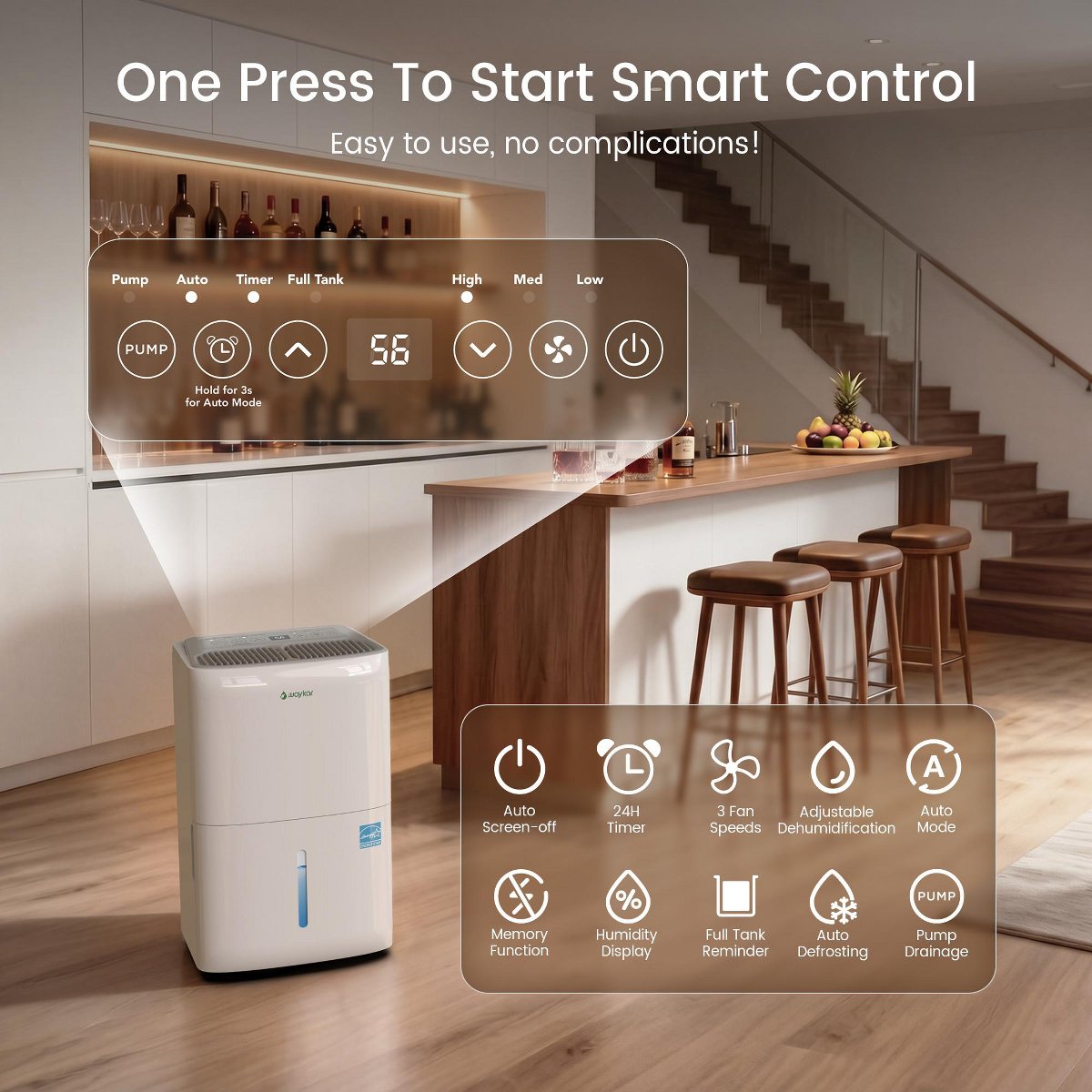 150-Pint ENERGY STAR Most Efficient Dehumidifier with Built-in Pump for Basements and Large Spaces up to 7,500 Sq. Ft