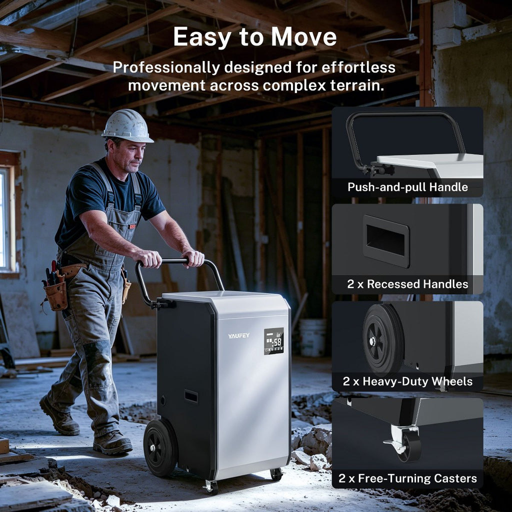 160 pt. 7500 sq.ft. Commercial Dehumidifier in Silver with Pump and Auto Restart, for Large Space Like Basements, Workshops