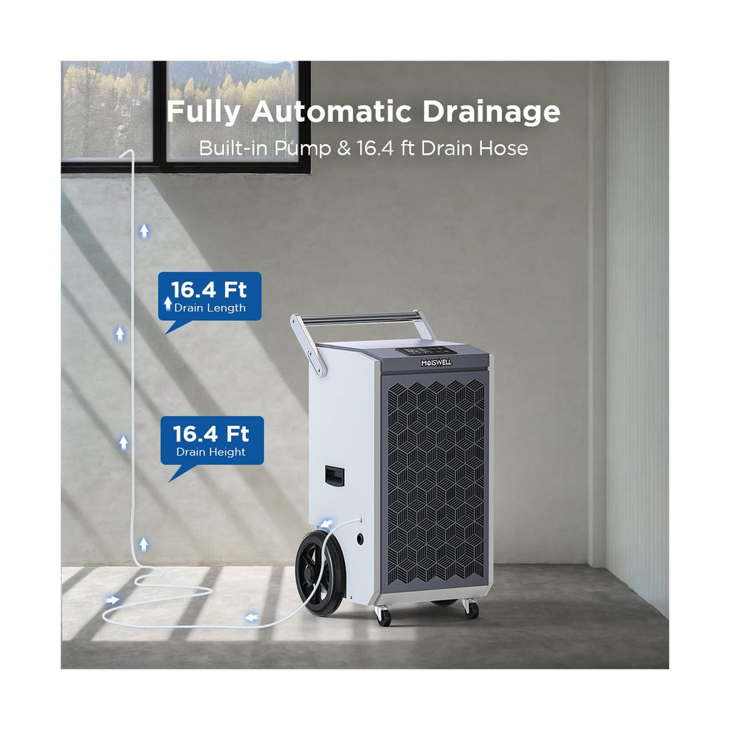 260 Pints Commercial Dehumidifier with Pump Heavy-Duty Moisture Control for Basement Warehouse, Industry Water Damage Unit, Auto Defrost