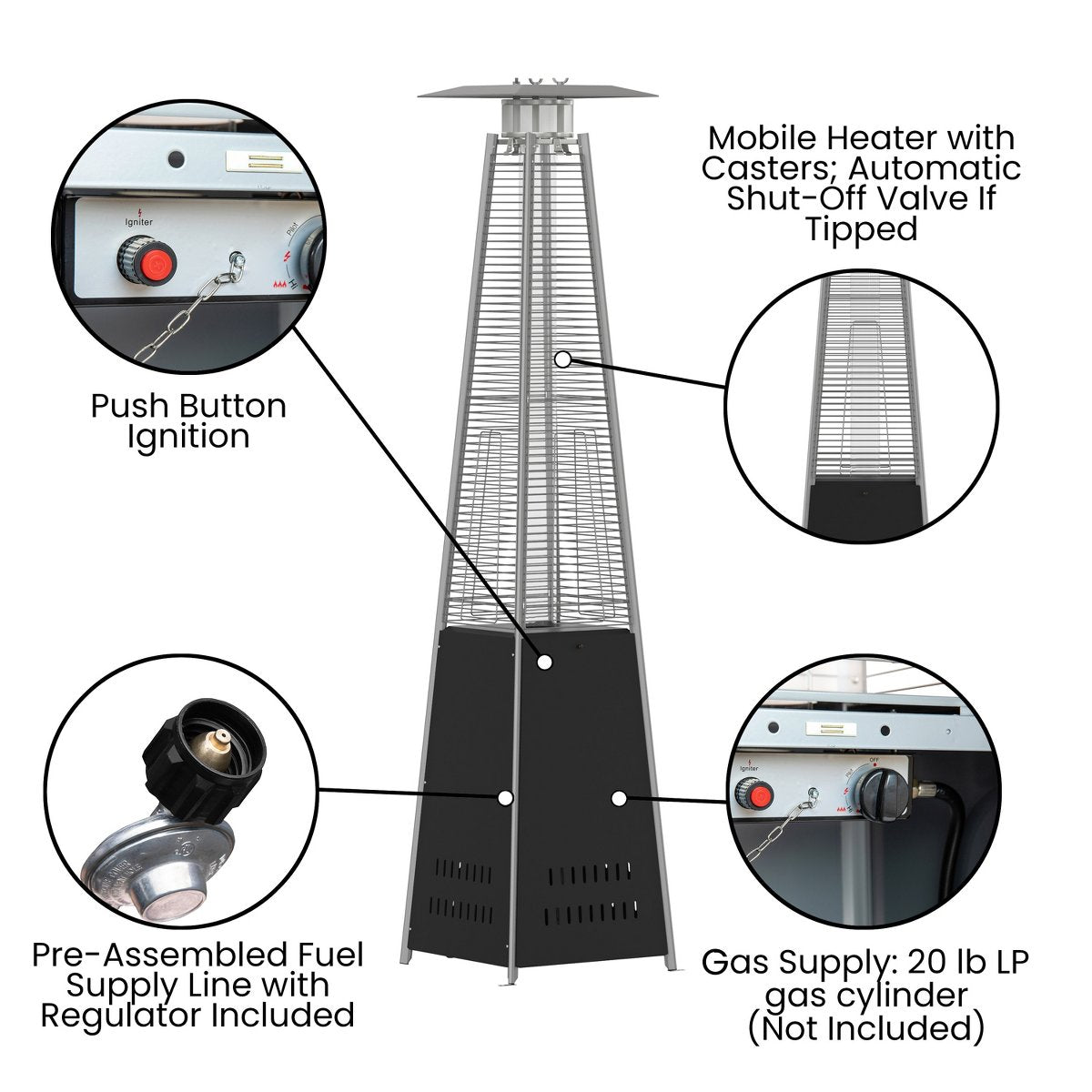 Outdoor Patio Heater 7.5 Feet Round Steel Patio Heater 42,000 BTU's
