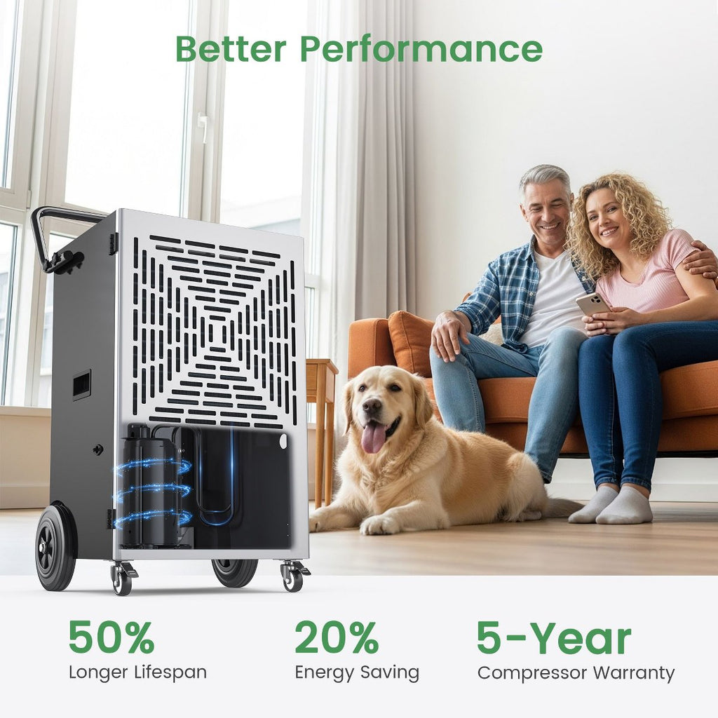 216 pt. 7500 sq.ft. Powerful Commercial Dehumidifier with Built-in Pump for Basements, Workshops and Warehouse, Auto Restart, Bucketless