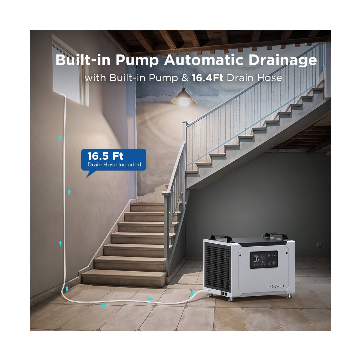 70 Pints Energy Star Certified Commercial Dehumidifier with Pump for Crawlspace