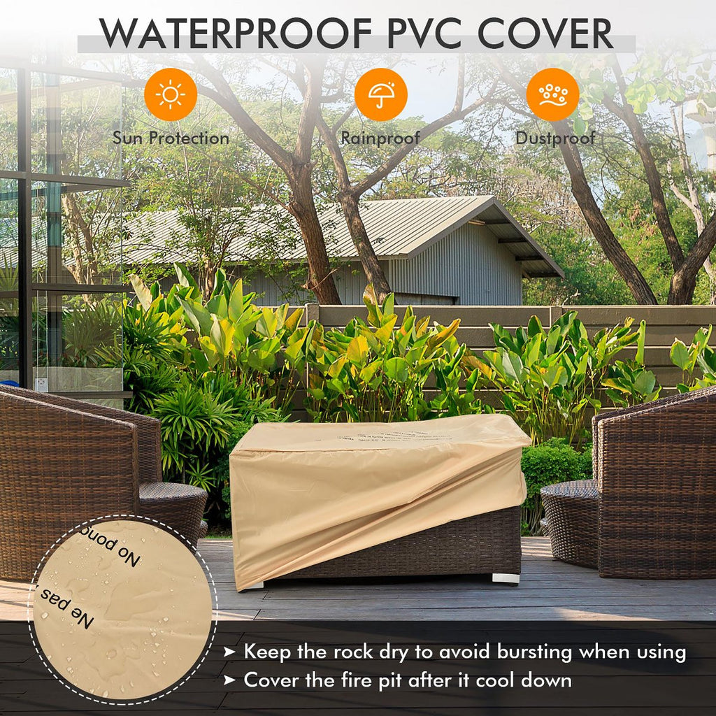 32x 20 Propane Rattan Fire Pit Table Set with Side Table Tank & Cover 40,000 BTU Grey/Coffee