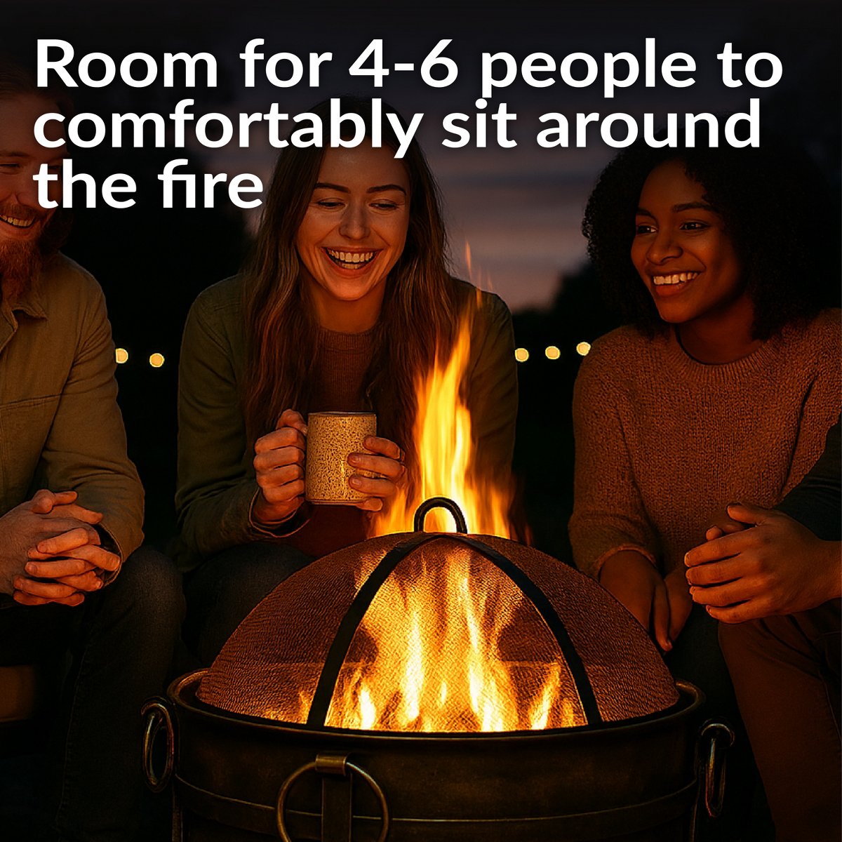 Sunnydaze Outdoor Camping or Backyard Round Cauldron Fire Pit with Spark Screen, Log Poker, and Metal Wood Grate