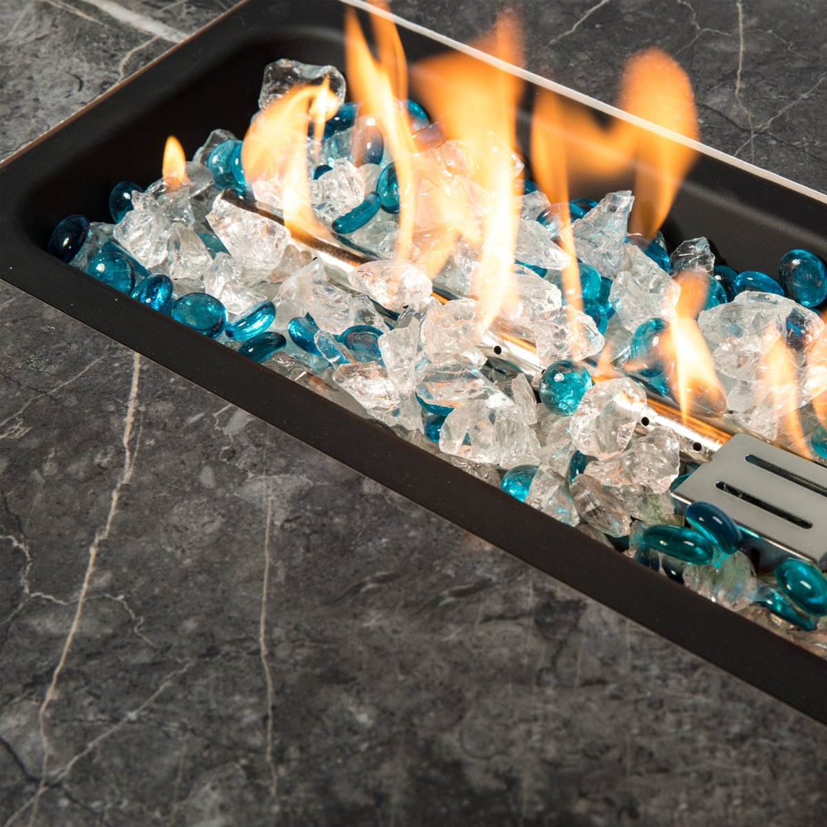 32 Propane Gas Fire Pit Table, 50,000 BTU Outdoor Tile Top Fireplace with Wicker Base & Cover, Brown