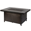 48” Weyland Hammered Aluminum Gas Fire Pit 55,000 BTU Multi-Functional Protective Cover and Clear Fire Glass Rectangle