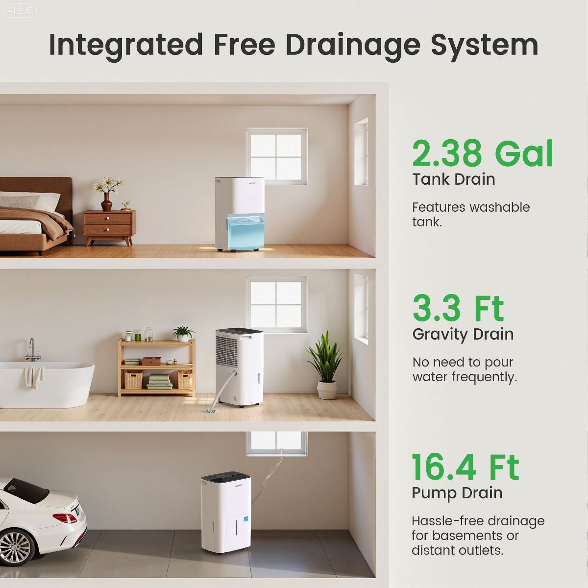 150 pt. 7,000 sq. ft. Energy Star High Humidity Dehumidifier in White with Bucket and Pump for Bedroom, Basement