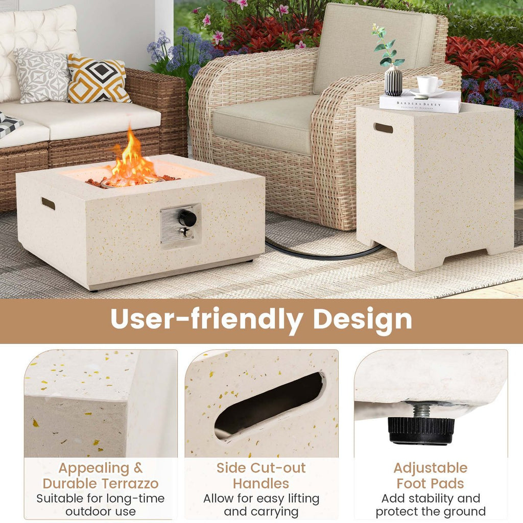 28 Patio Propane Fire Pit Table w/Hideaway Tank Holder Outdoor Gas Fire Table