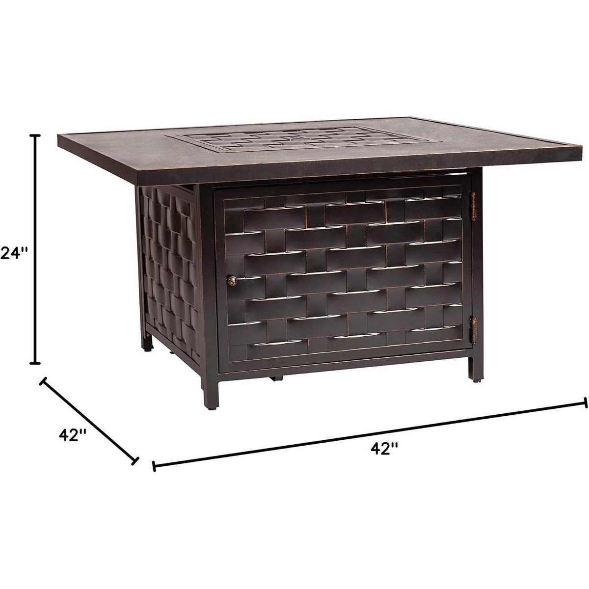 62572 Armstrong Aluminum Convertible Gas Fire Pit Table 55,000 BTU Outdoor Multi-Functional with Fire Bowl Lid, Nylon Cover, Square