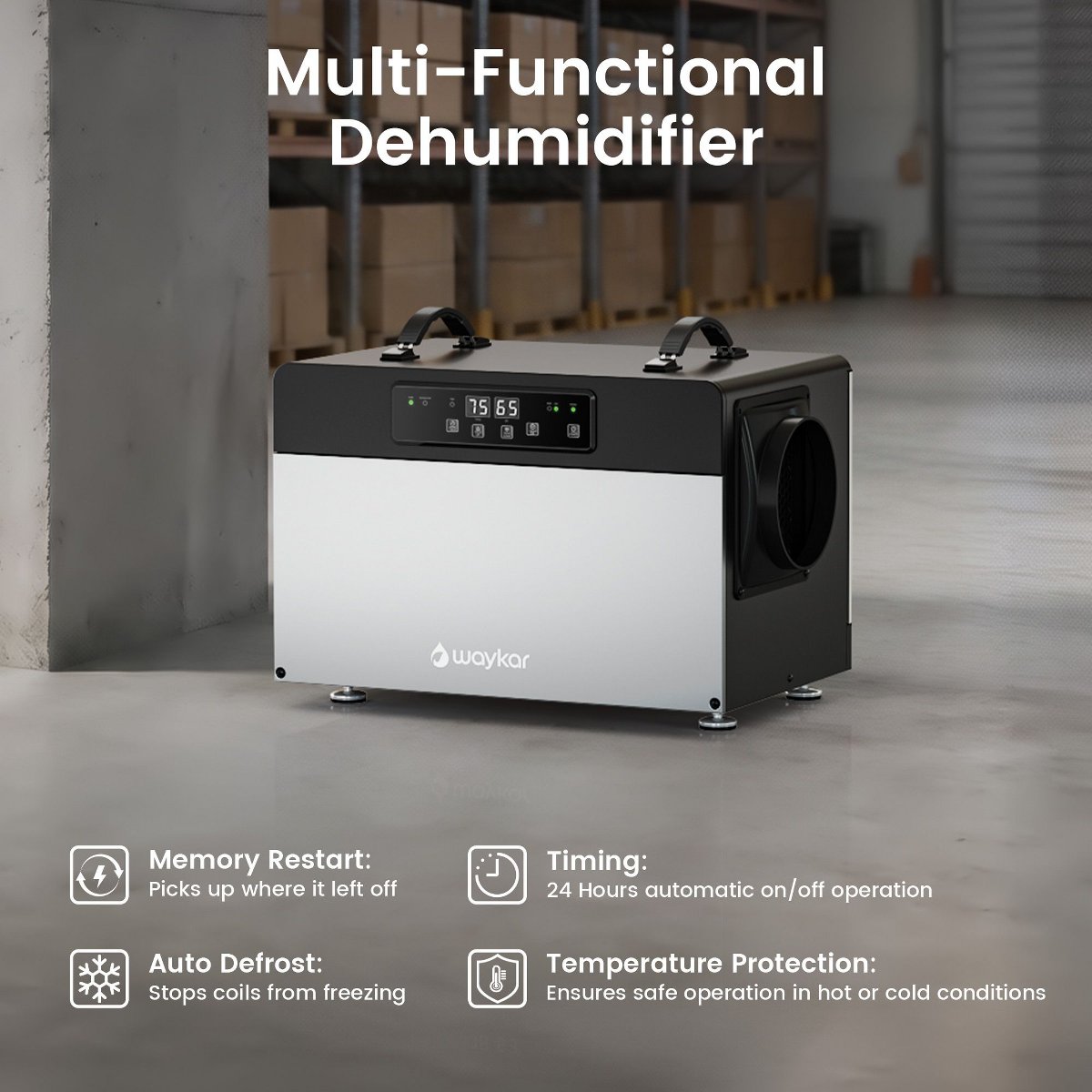 125-Pint Commercial Dehumidifier up to 6500 Sq Ft with Built-in pump & Continuous Drain