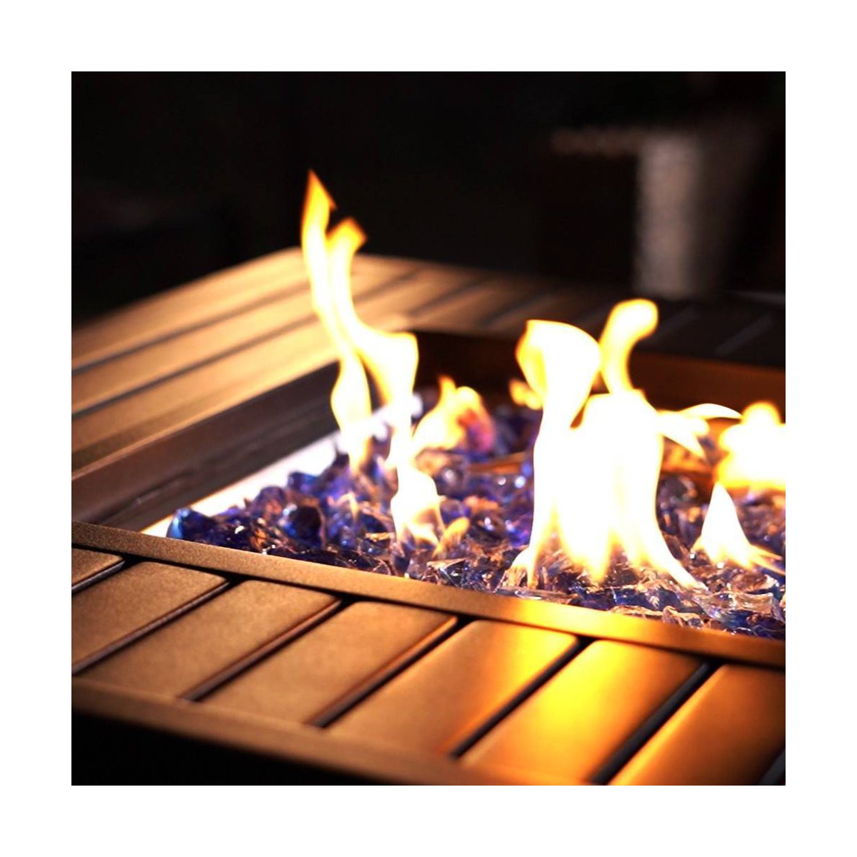 Metal Gas Square Outdoor Fire Pit Table With Lid Black: 28-Inch, 50000 BTU, Patio Heater