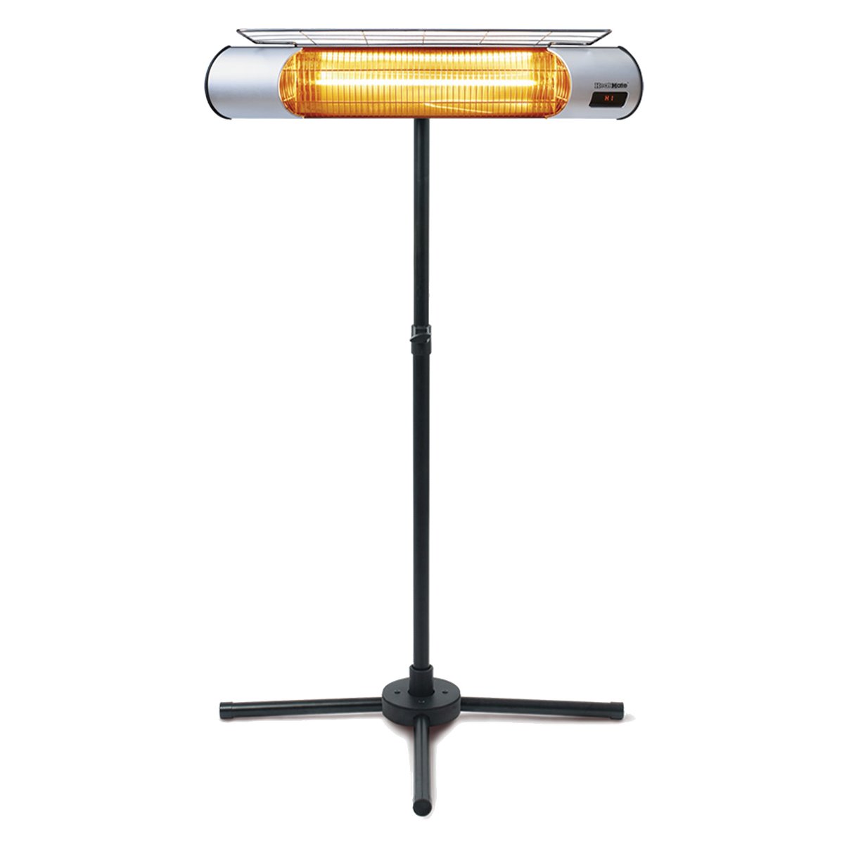 HeatMate Weatherproof Graphite Patio Heater with Stand & Remote, Silver