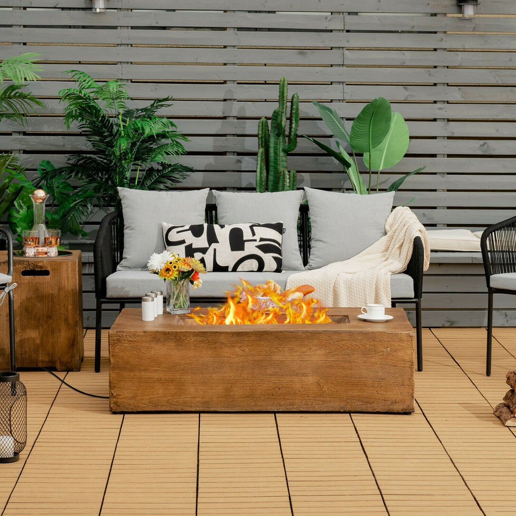 48 x27-inch Outdoor Gas Fire Pit Table 50,000 BTU W/ Lava Rocks & Cover