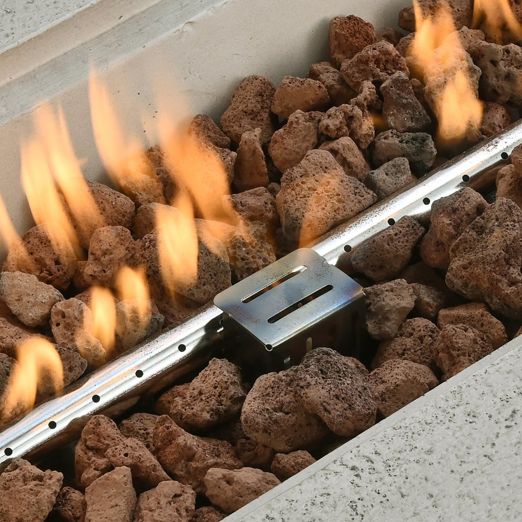 42 Rectangular Propane Fire Pit, 40,000 BTU MGO Outdoor Patio Heater with Cover & 10ft Hose, Light Grey