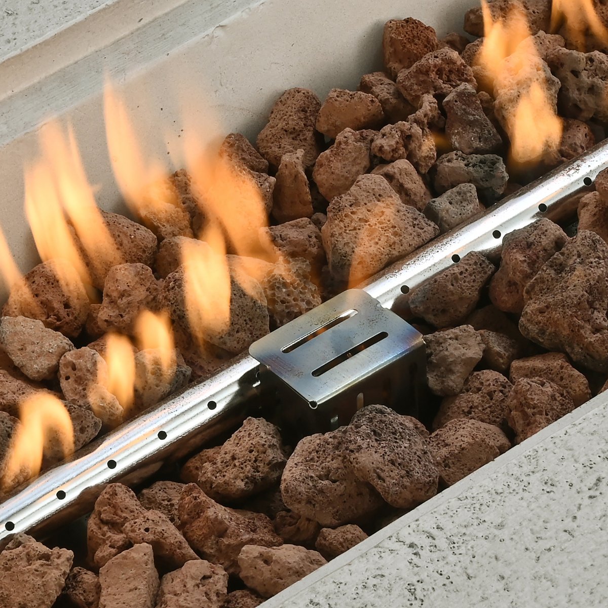 42 Rectangular Propane Fire Pit, 40,000 BTU MGO Outdoor Patio Heater with Cover & 10ft Hose, Light Grey