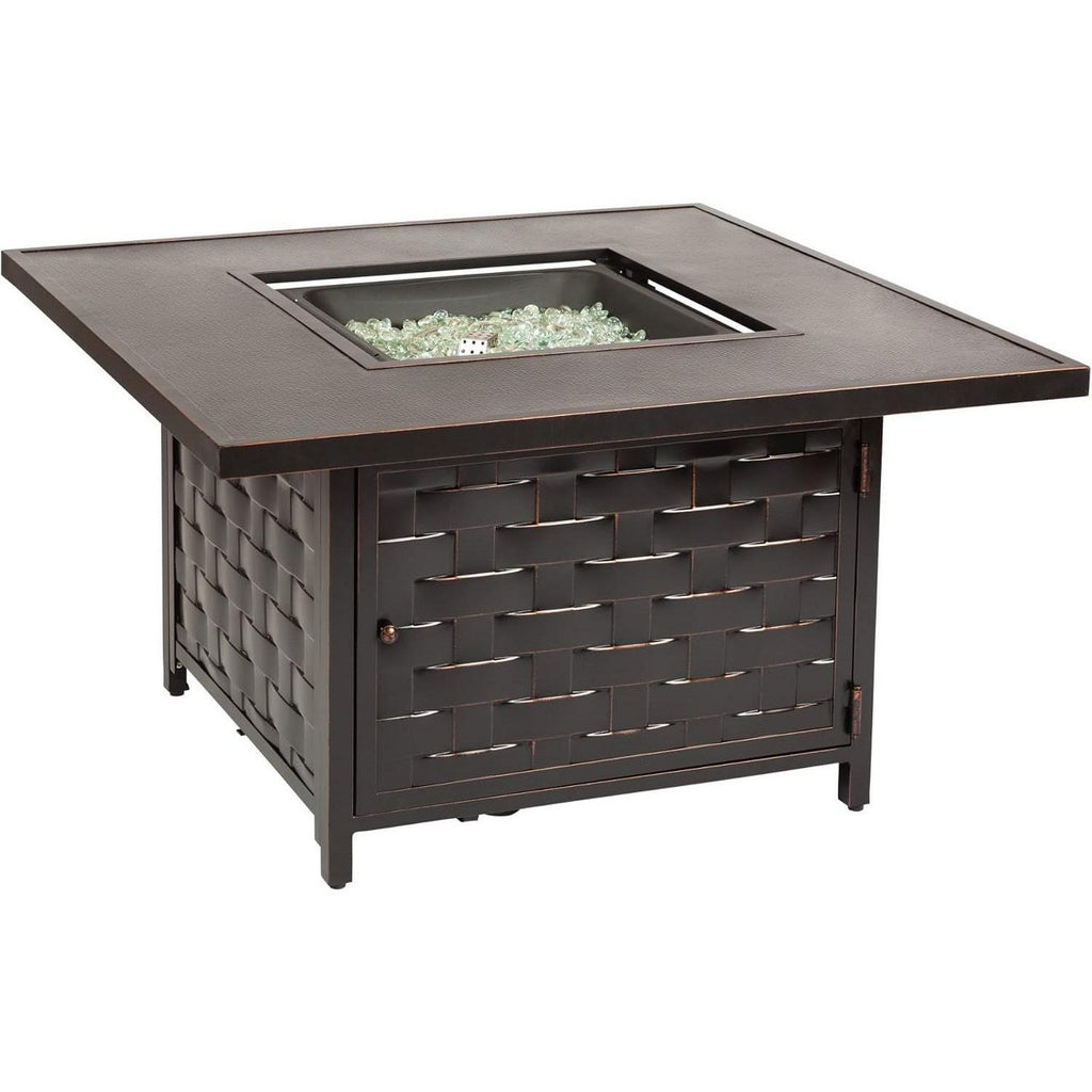 62572 Armstrong Aluminum Convertible Gas Fire Pit Table 55,000 BTU Outdoor Multi-Functional with Fire Bowl Lid, Nylon Cover, Square