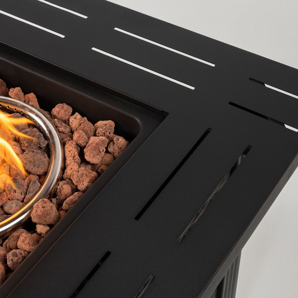 28 Propane Gas Fire Pit Table, 50,000 BTU Square Steel Outdoor Fireplace for Patio Deck, Black