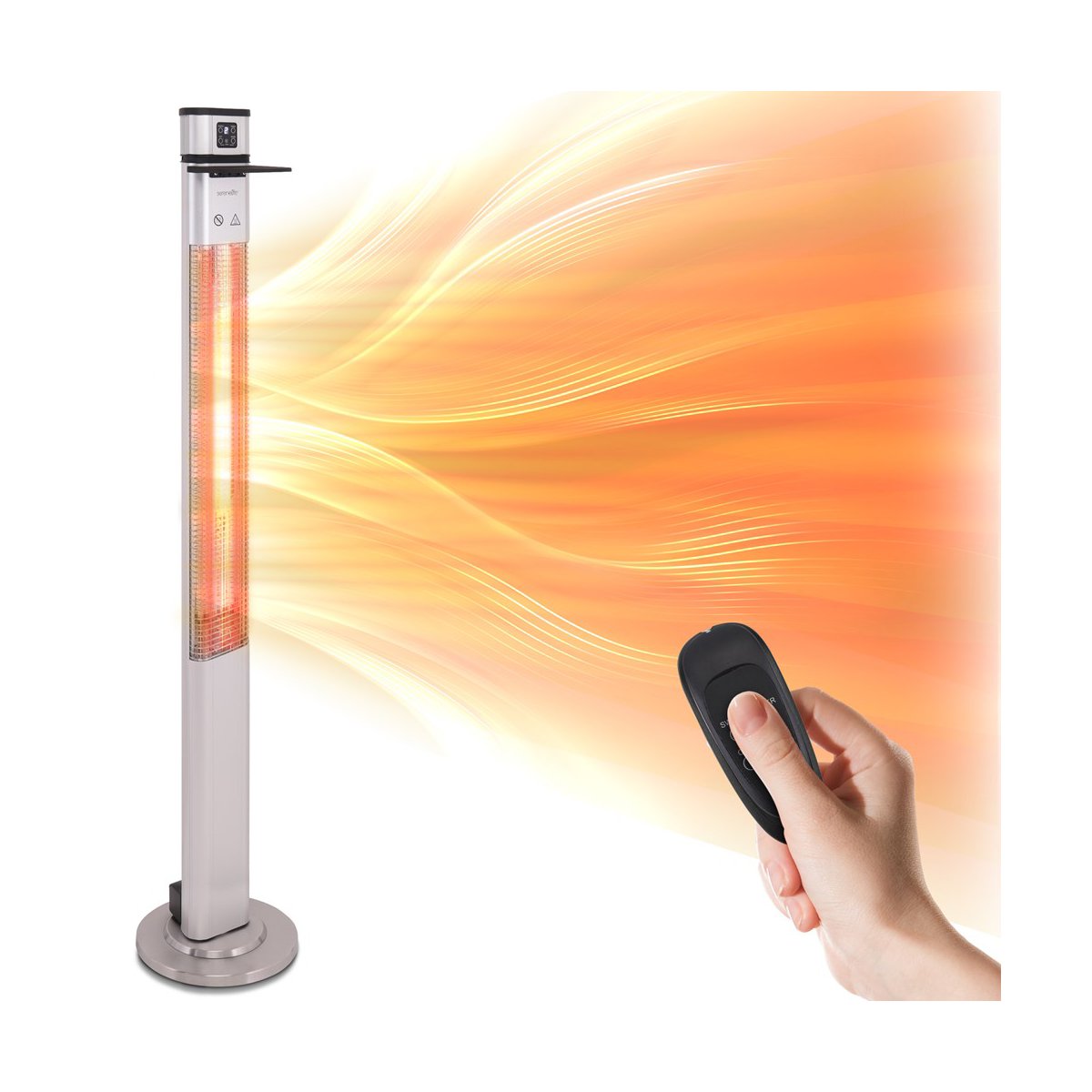 1500W Electric Floor Standing Patio Heater with Remote Control Three Heat Settings (SLOHT42)
