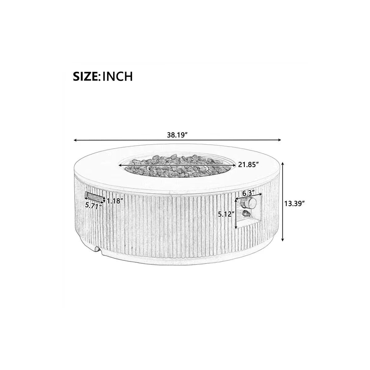 38 Patio Propane Fire Pit Table, 50000 BTU Round Outdoor Fireplace with Steel Burner, Adjustable Flame Control, Lava Rocks & Rain Cover