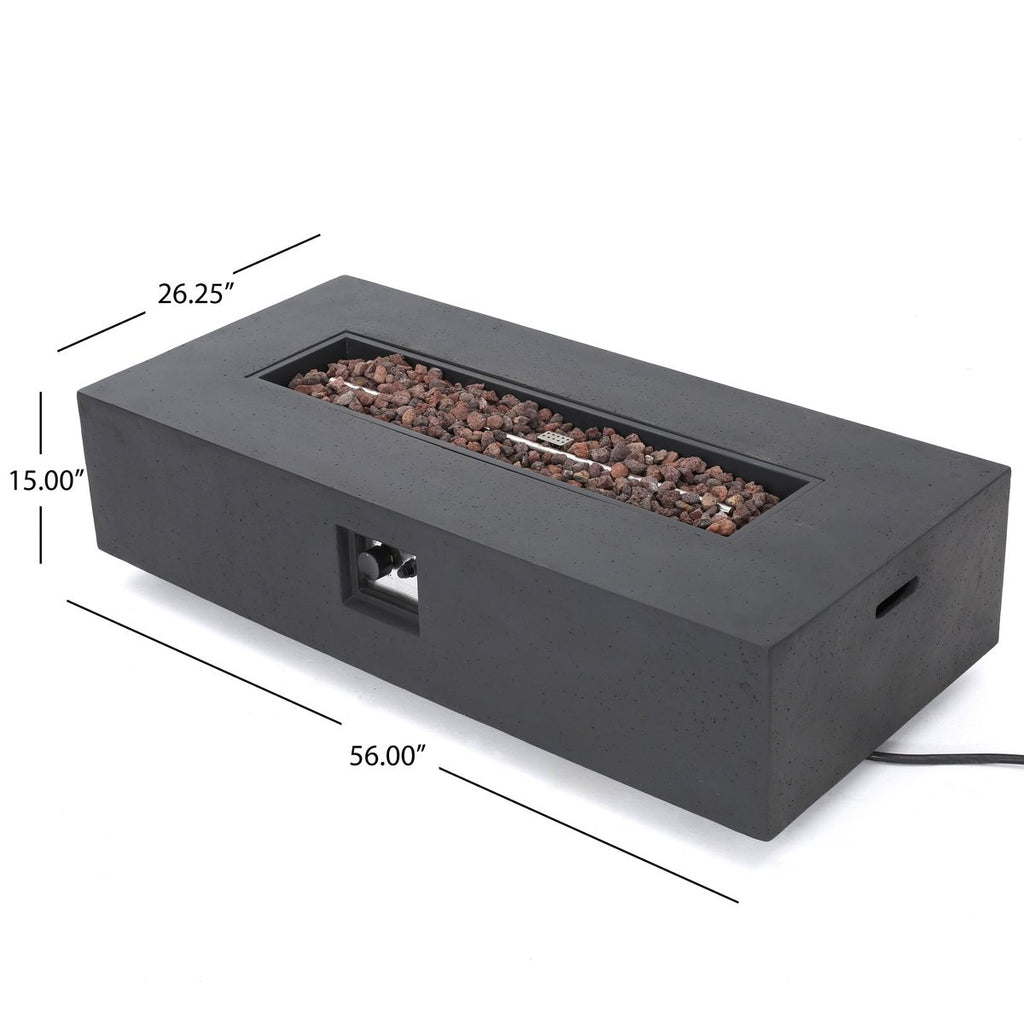 Hearth Outdoor 50,000 BTU Lightweight Concrete Rectangular Fire Pit Table