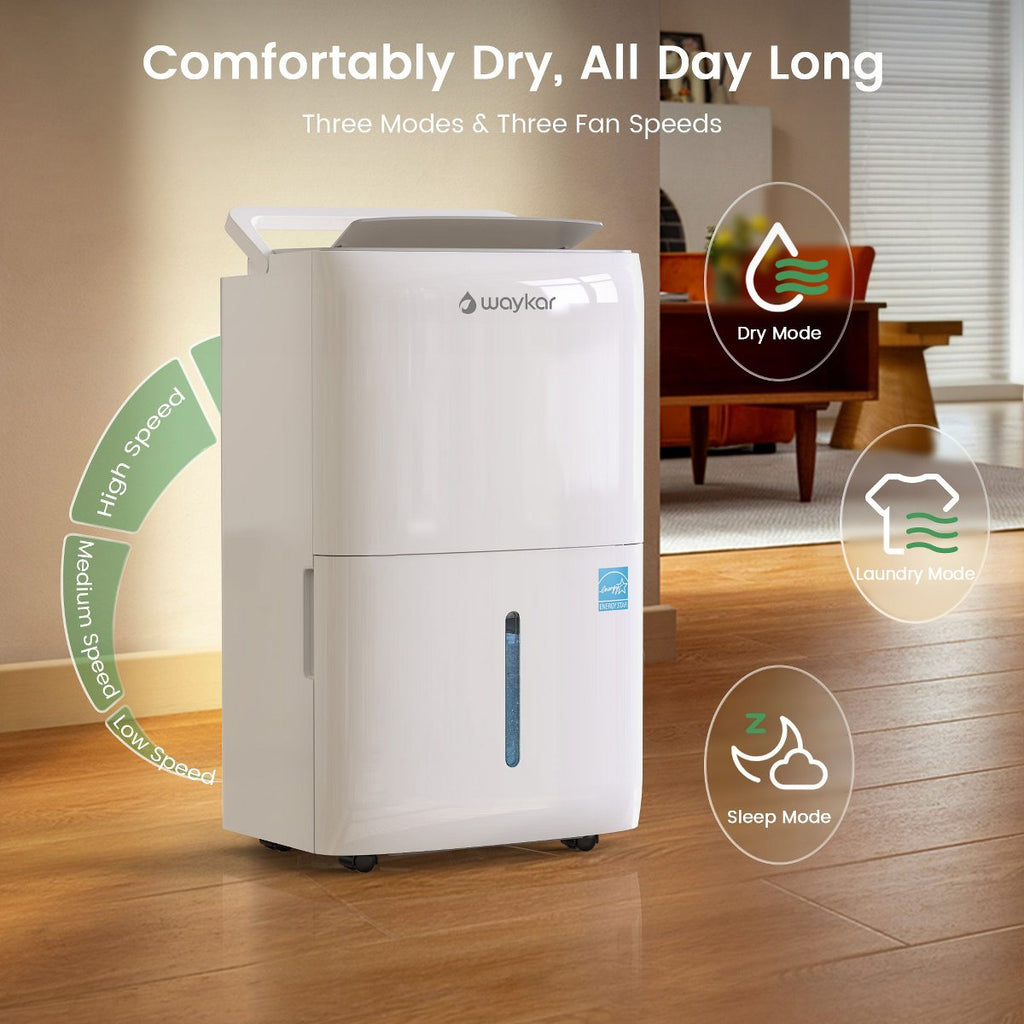 150-Pint Energy Star Most Efficient Quiet Dehumidifier with Bucket and Continuous Drainage for Bedroom and Basement