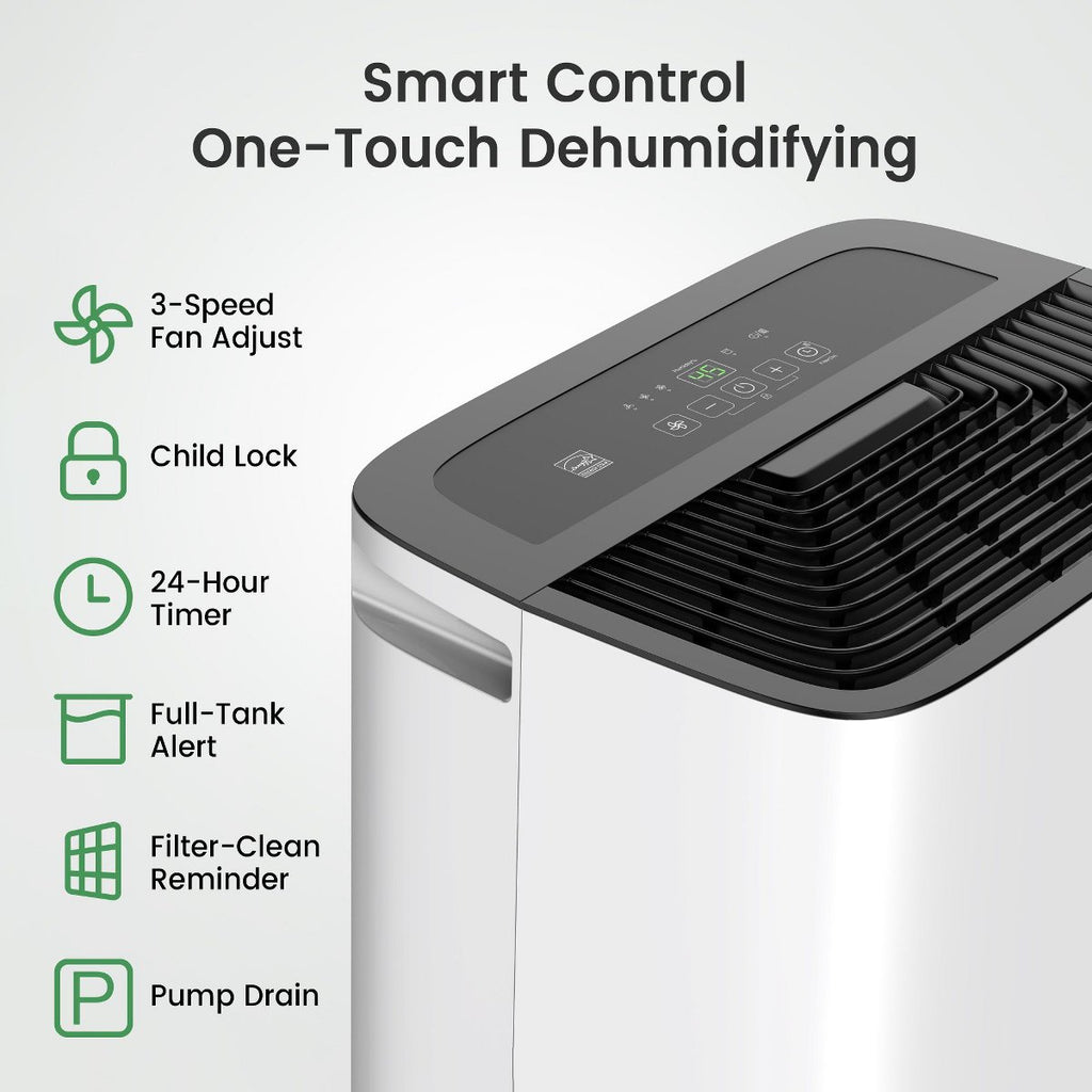 150 pt. 7,000 sq. ft. Energy Star High Humidity Dehumidifier in White with Bucket and Pump for Bedroom, Basement