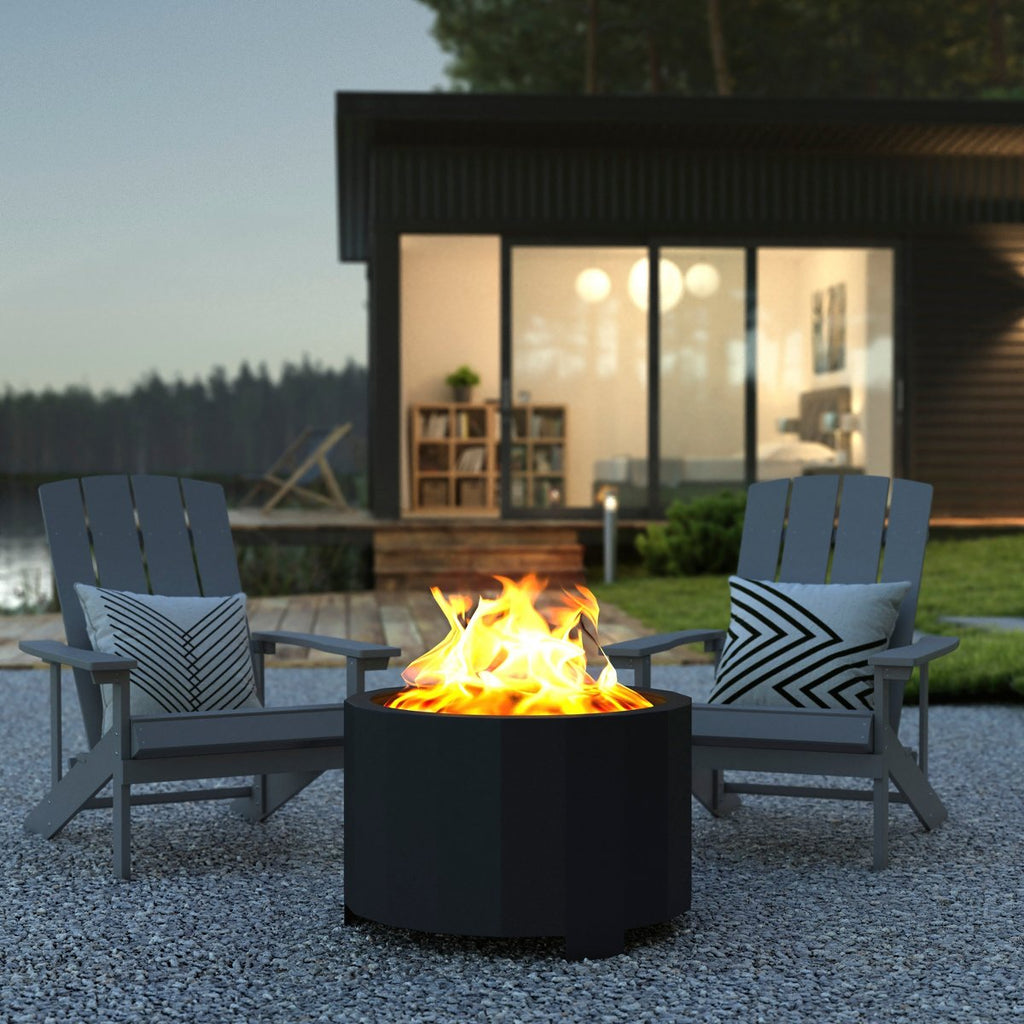 Titus Commercial Grade 27 inch Smokeless Outdoor Firepit, Natural Wood Burning Portable Fire Pit With Waterproof Cover