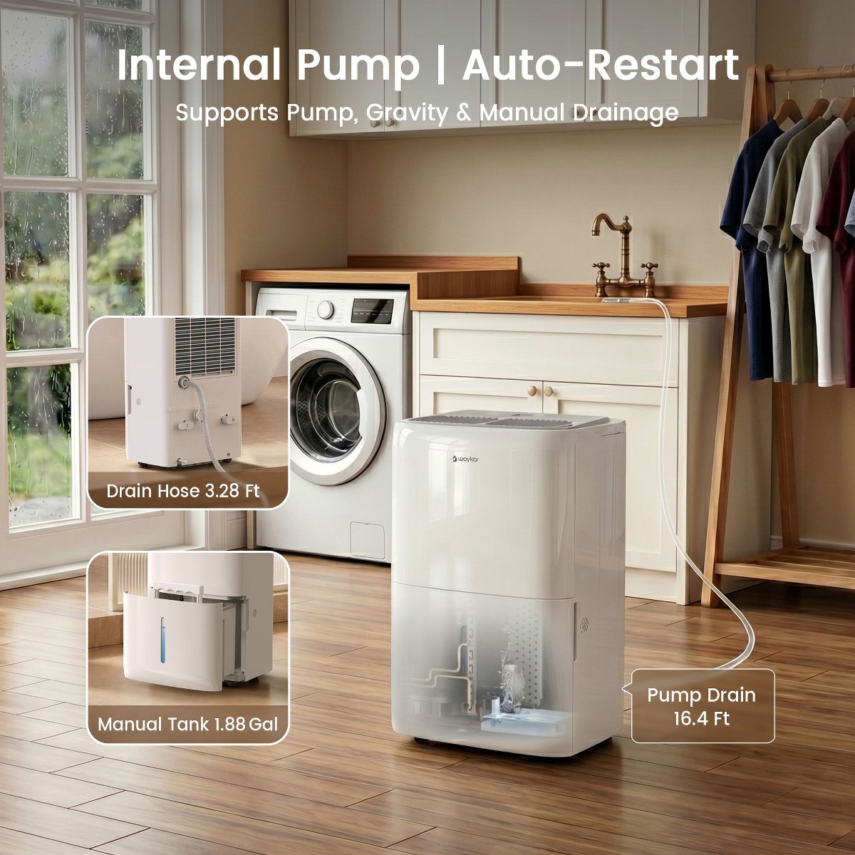 150-Pint ENERGY STAR Most Efficient Dehumidifier with Built-in Pump for Basements and Large Spaces up to 7,500 Sq. Ft