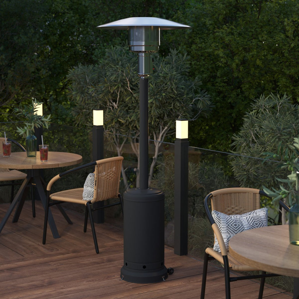 Sol Patio Outdoor Heating-Stainless Steel 40,000 BTU Propane Heater with Wheels for Commercial & Residential Use-7.5 Feet Tall