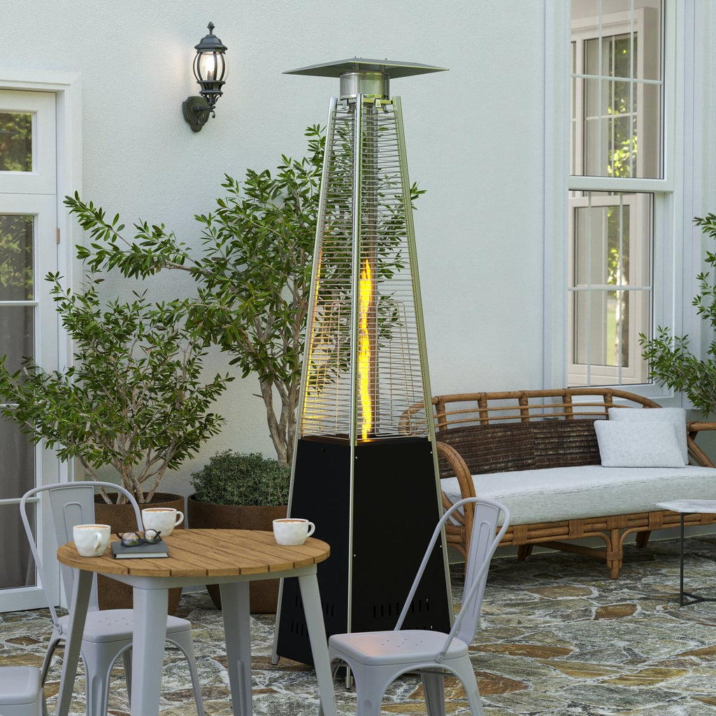 Stainless Steel Pyramid Shape Portable Outdoor Patio Heater 7.5 Feet Tall